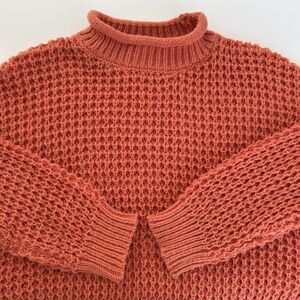 Baltic Born Women Sweater Syracuse Apricot Orange Rolled Neck Waffle Chunky Sz L